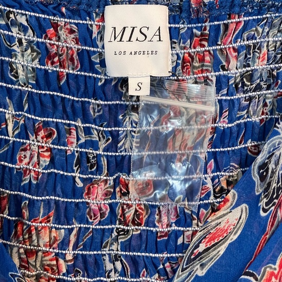 NWOT Misa Los Angeles Ancora Floral Tie Crop Top, Red, White, Blue, Sheer, Small - Picture 6 of 16